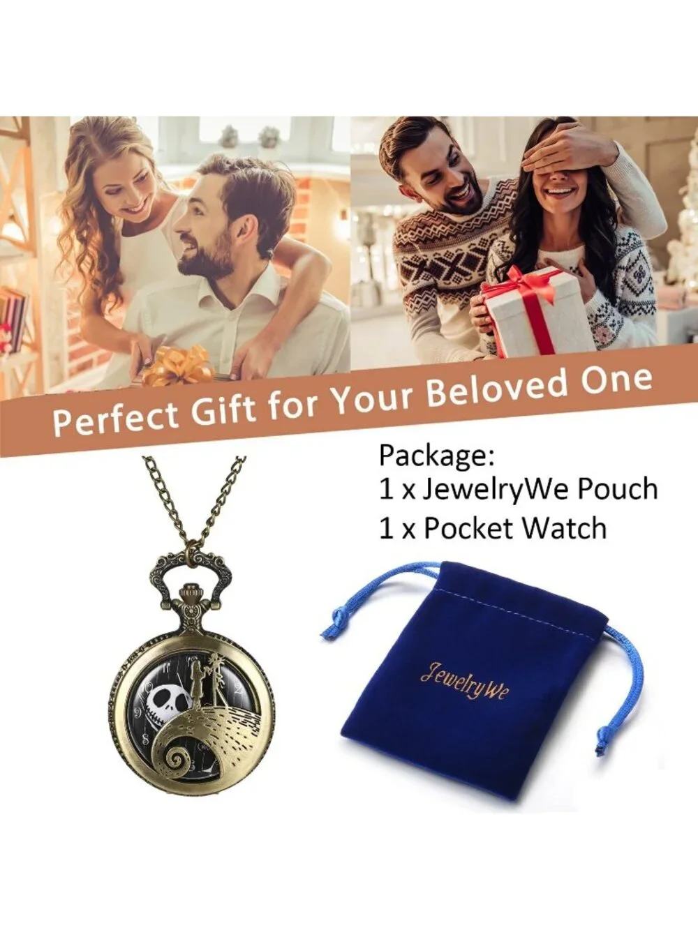 Unisex Gold Analog Christmas Antique Quartz Pendant Chain Necklace Pocket Watch